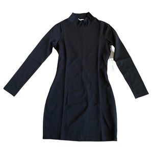 Capulet mock neck black mini long sleeve dress M NWT